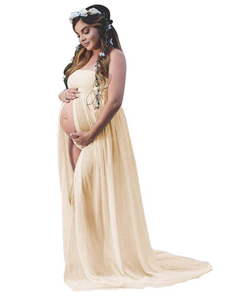 Split Front Maternity Dress