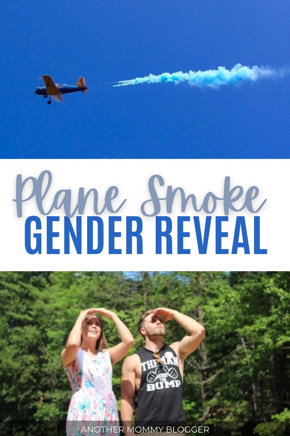 I’m sharing my cousins plane smoke gender reveal idea, her gender reveal party decorations and her gender reveal dress. #genderrevealideas