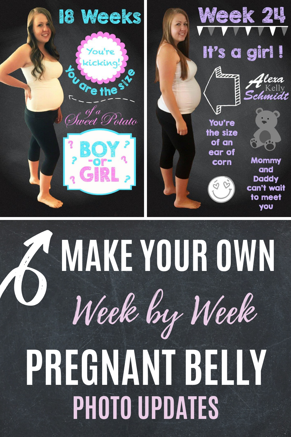 Make your own pregnant belly photos week by week with this bump update tutorial. #pregnancy