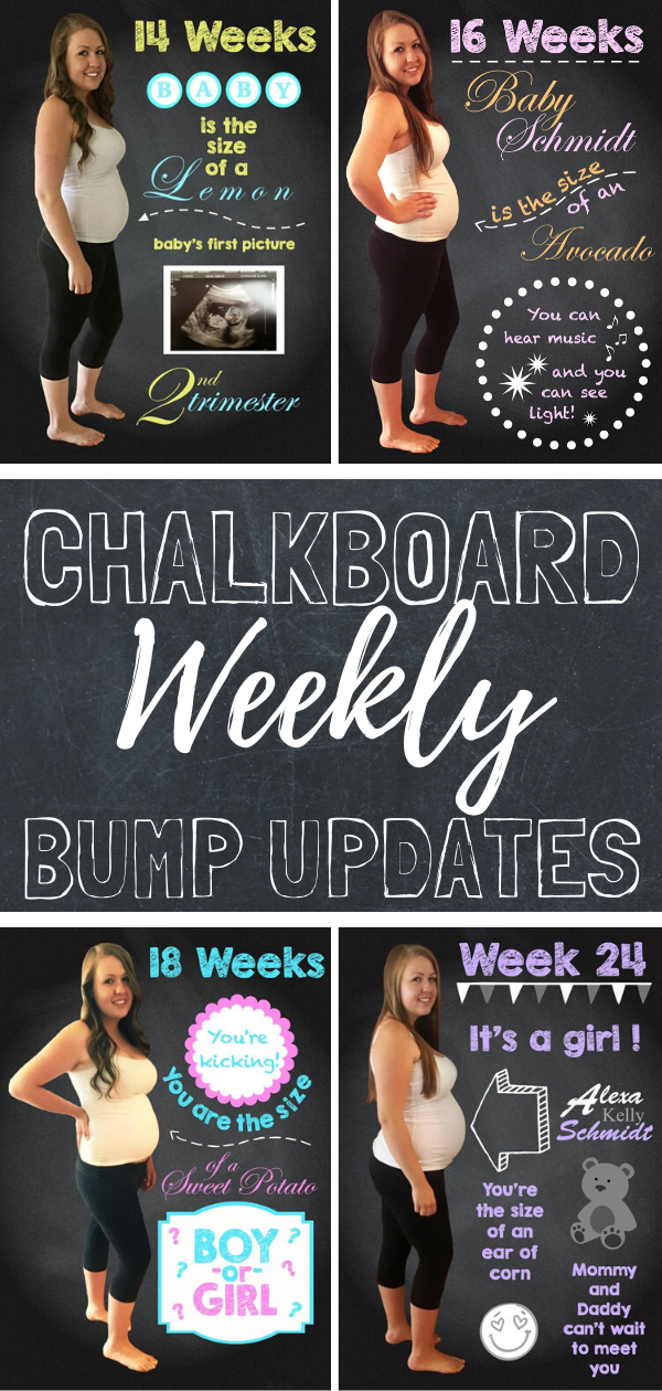 Document your pregnant belly week by week with these chalkboard belly bump updates. #pregnancy