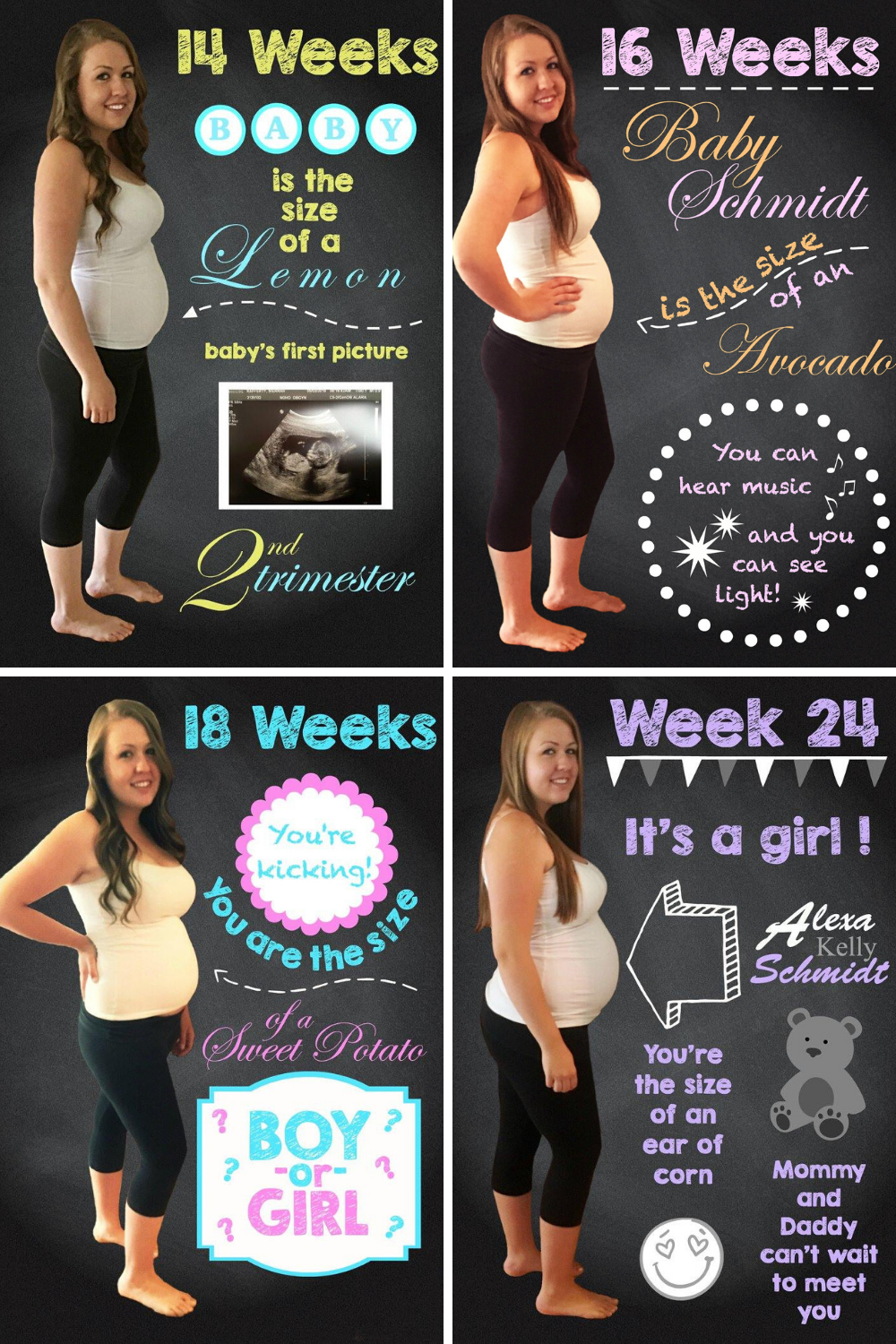 Need weekly bump photo ideas during your pregnancy? Try this creative chalkboard bump update tutorial to create cute photos to document your pregnant belly and share them with your family and friends. #pregnancy