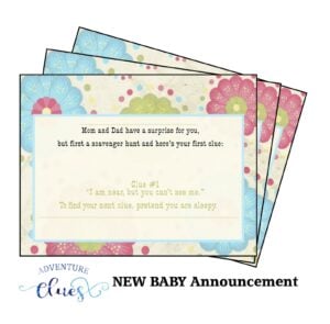 Pregnancy announcement scavenger hunt