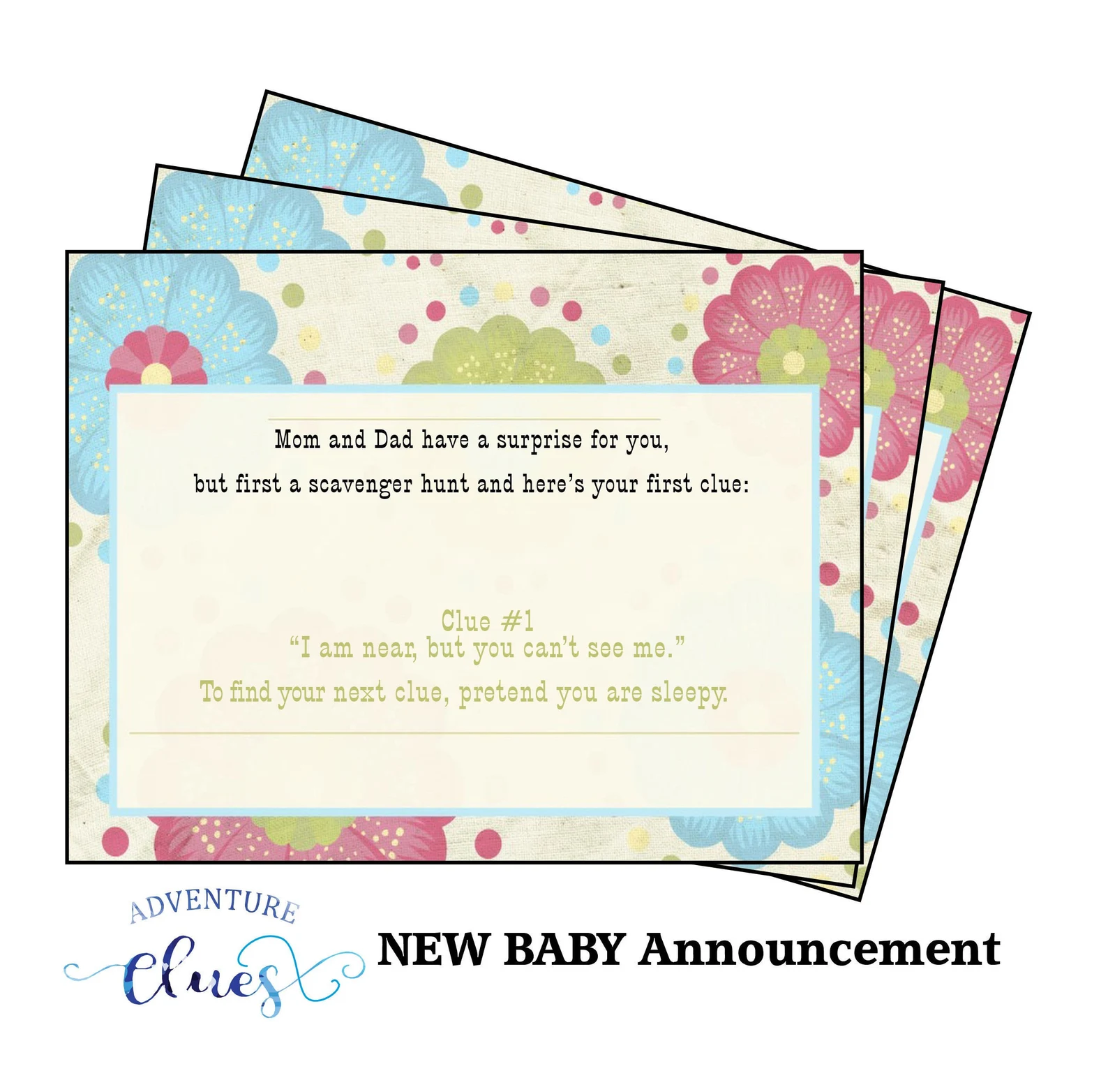 Pregnancy announcement scavenger hunt.