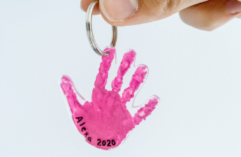Kids handprint keychain craft