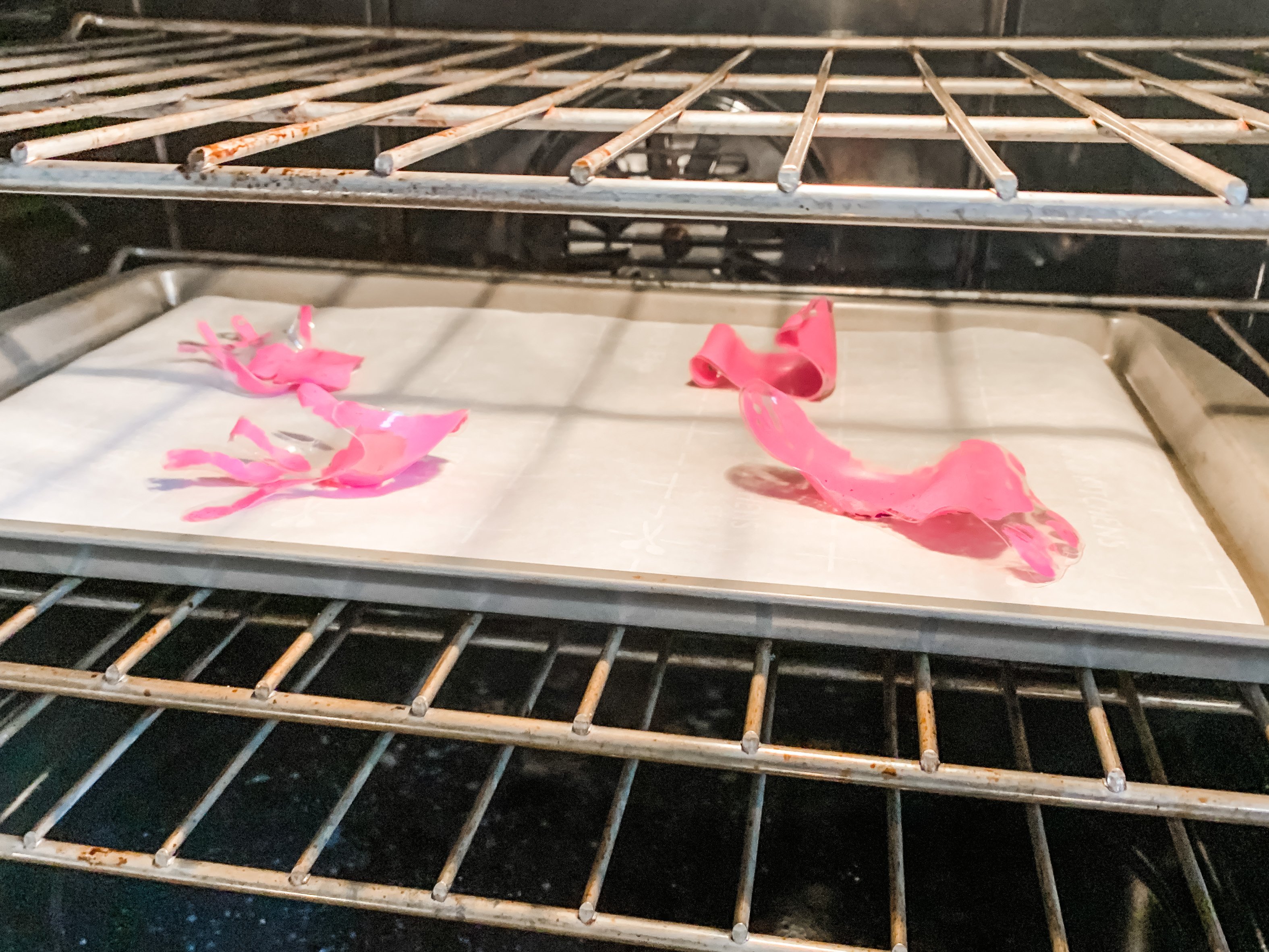 Handprint keychains shrinking in oven - DIY kids craft