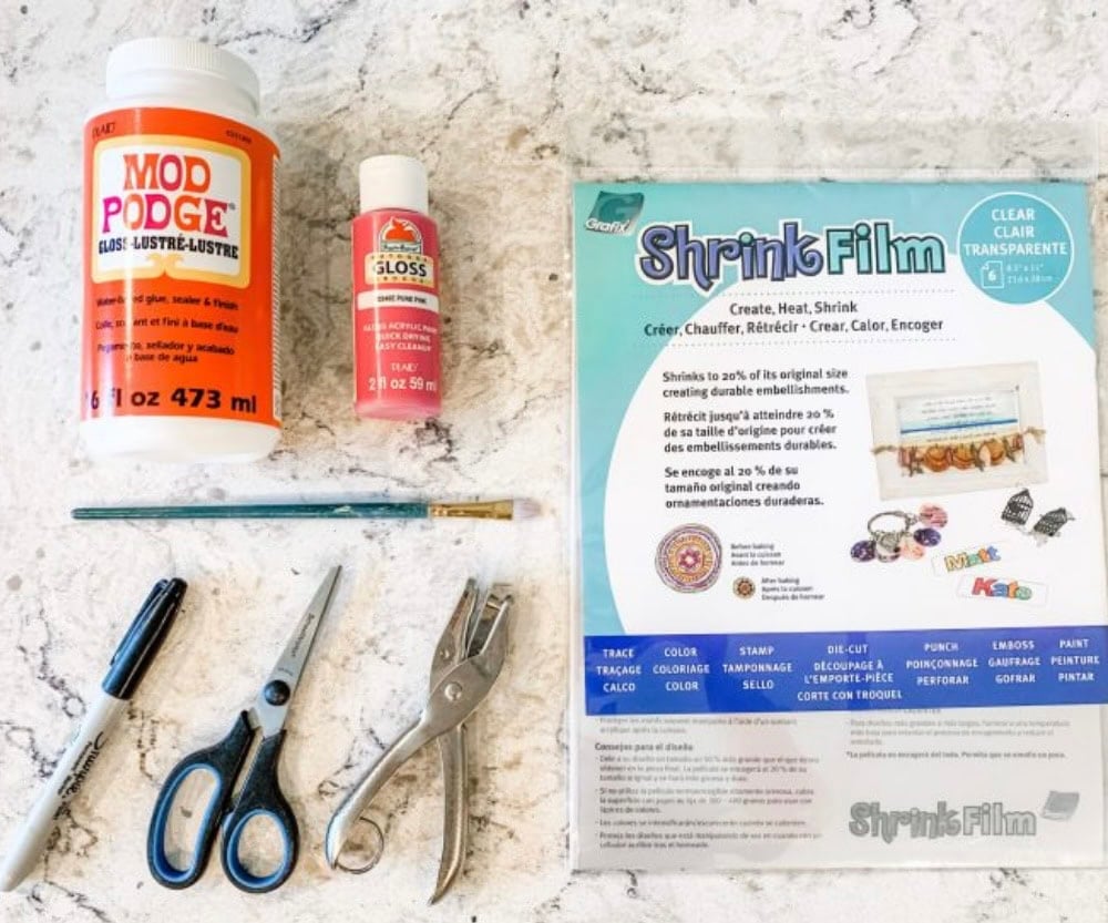 Materials needed for diy kids handprint keychains post craft