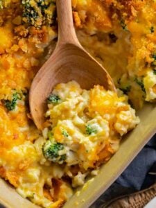 Freezer Chicken Cheddar Broccoli Rice Bake