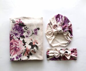 Purple Floral Swaddle Blanket