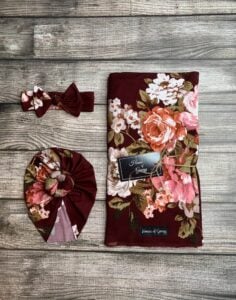 Floral Swaddle And Hat Set
