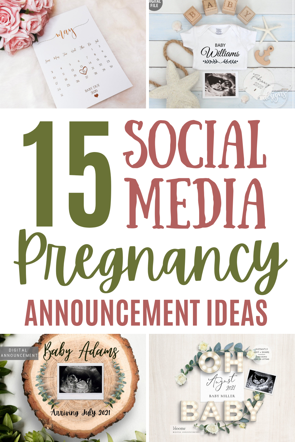 This is a list of flat lay pregnancy announcements for social media. These are digital files for telling your friends and family you’re pregnant. #pregnancy