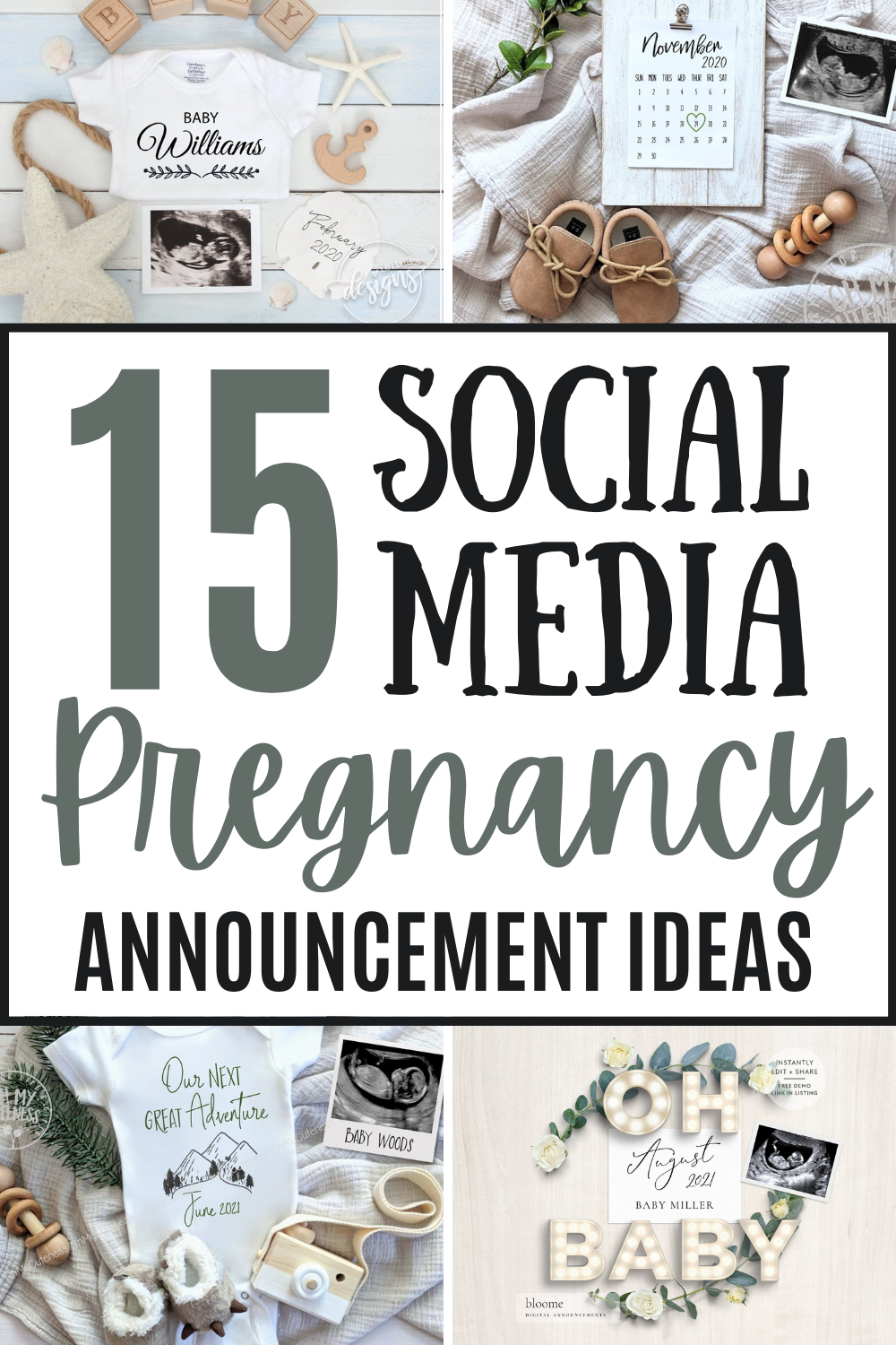 This pregnancy announcement ideas list is full of social media pregnancy announcement ideas you’ll love. These digital files are the perfect pregnancy reveals for social media to tell your family and friends you’re pregnant. #pregnancy