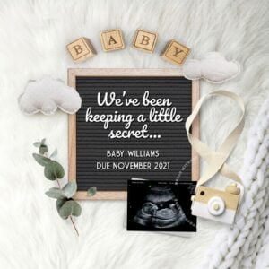 Flat Lay Pregnancy Announcement