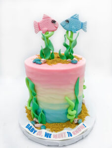 Ocean Themed Gender Reveal Cake