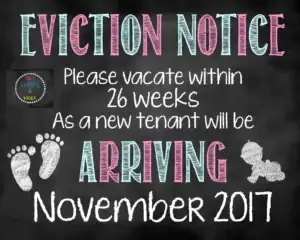 Eviction notice pregnancy announcement