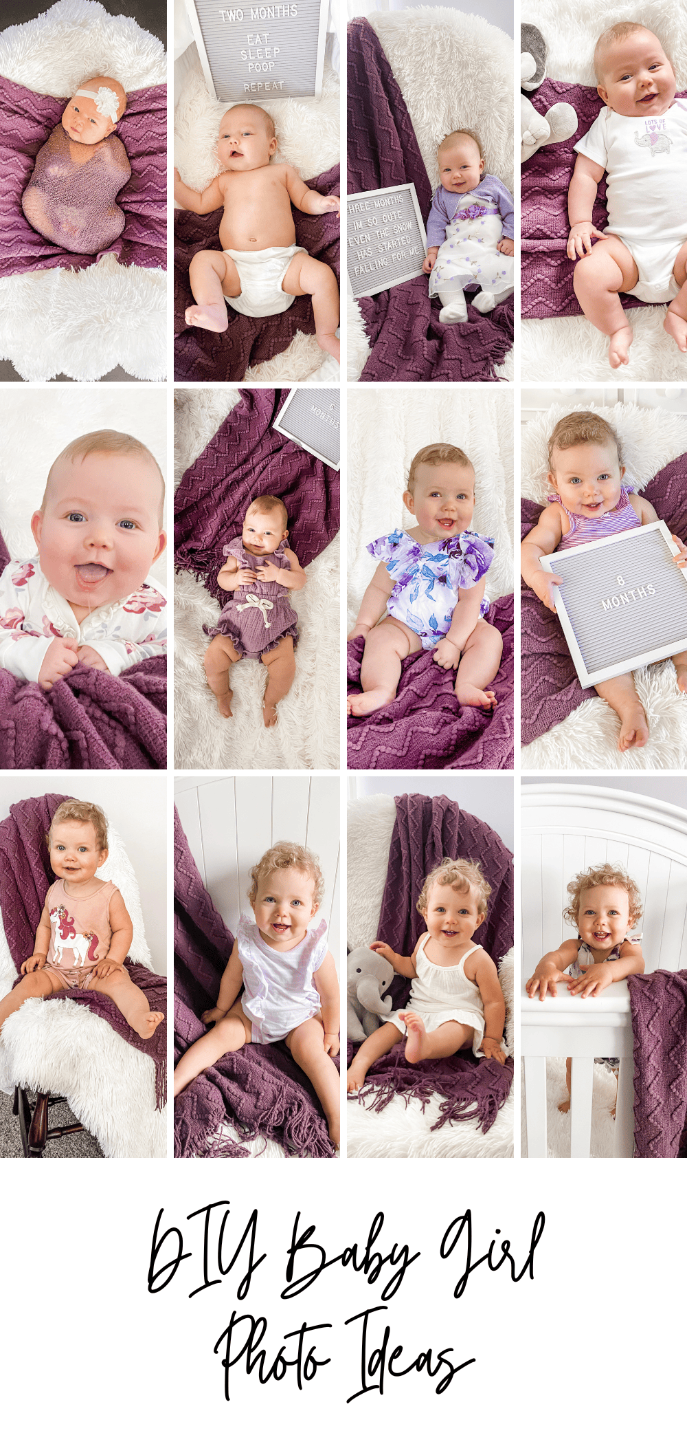 12 monthly baby photo ideas for baby milestone photos.