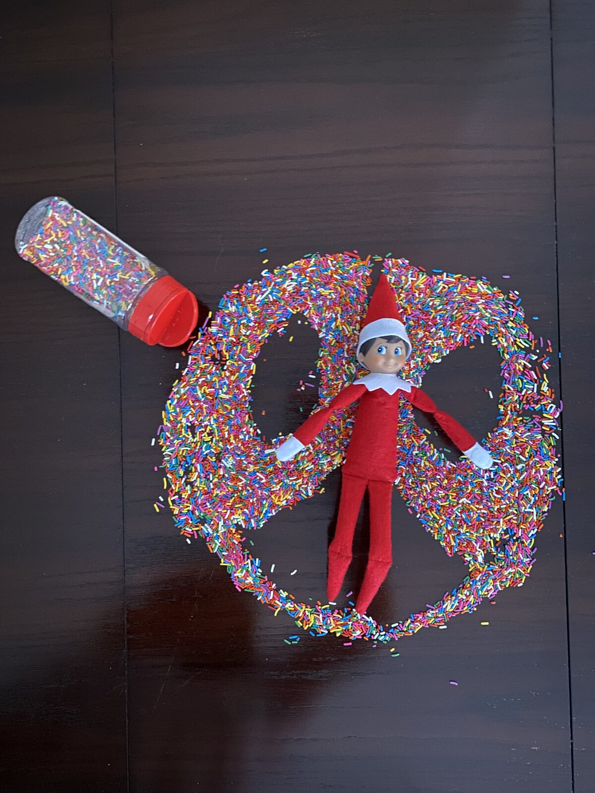 Elf snow angel in sprinkles