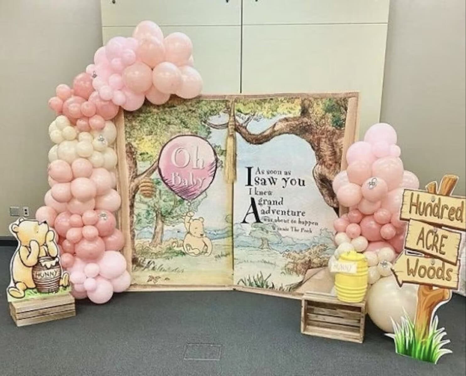 Backdrop for Winnie the Pooh baby shower
