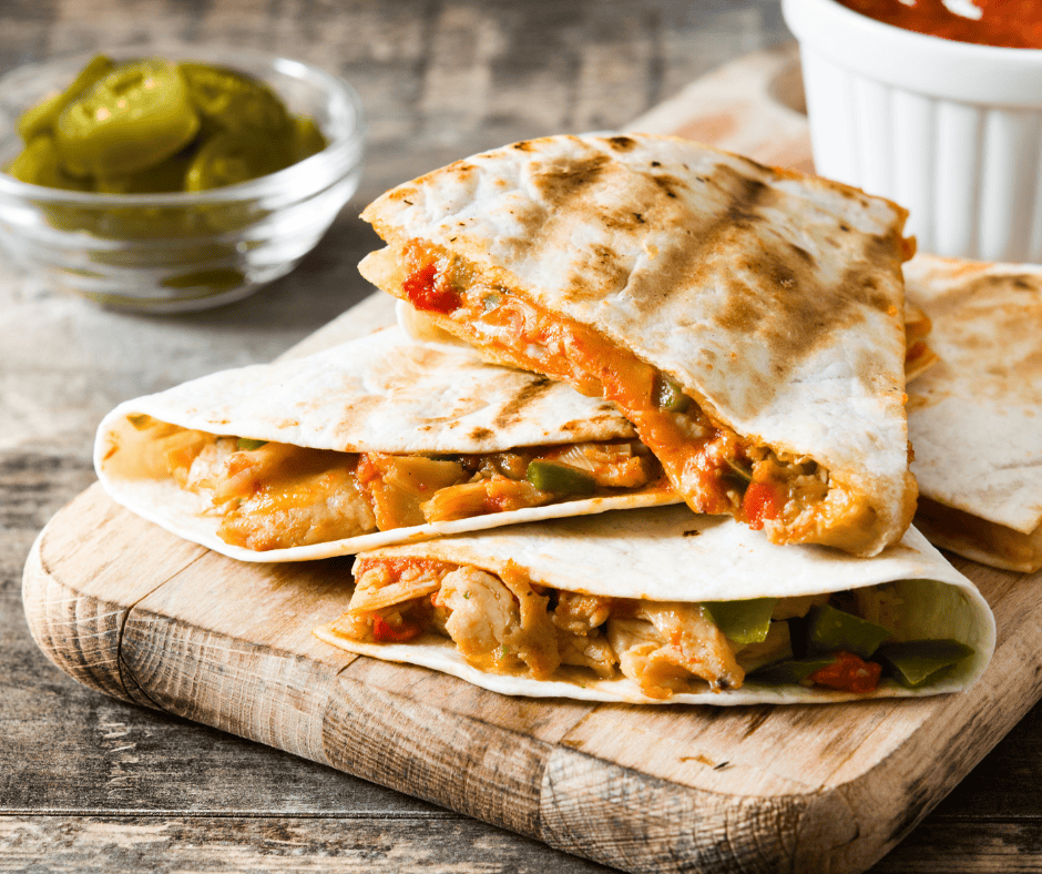 Cheese quesadilla dairy packed pregnancy snack.