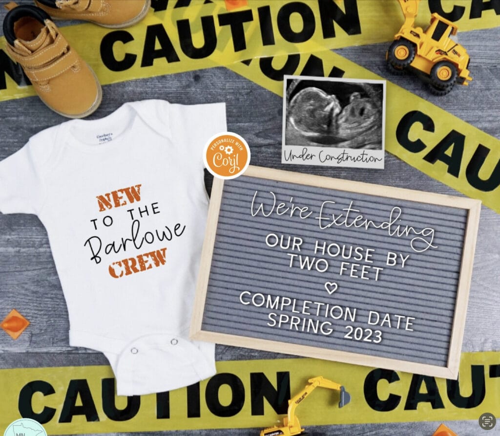 Under construction pregnancy announcement