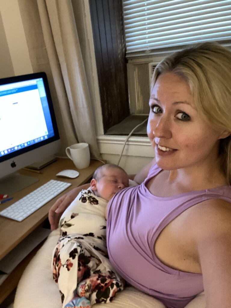 Nursing baby with Boppy pillow