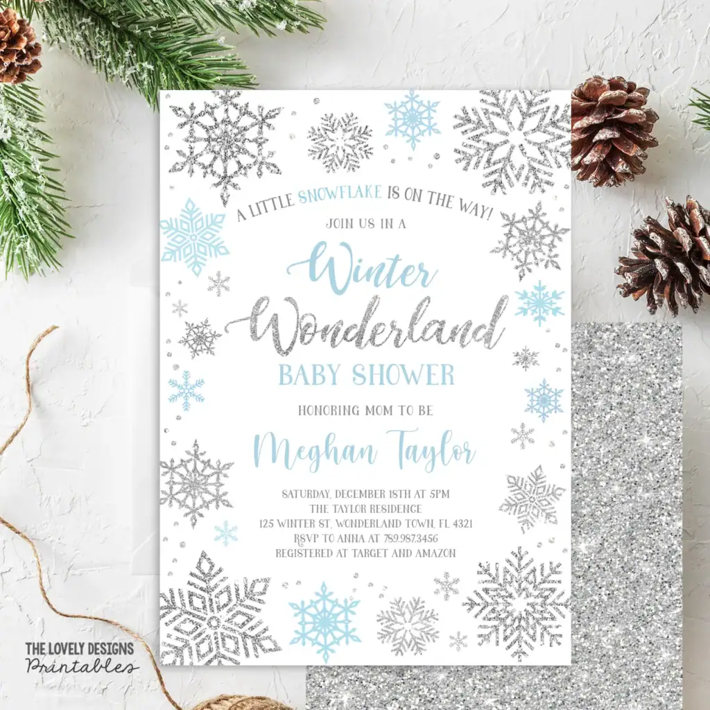 Winter wonderland baby shower printables