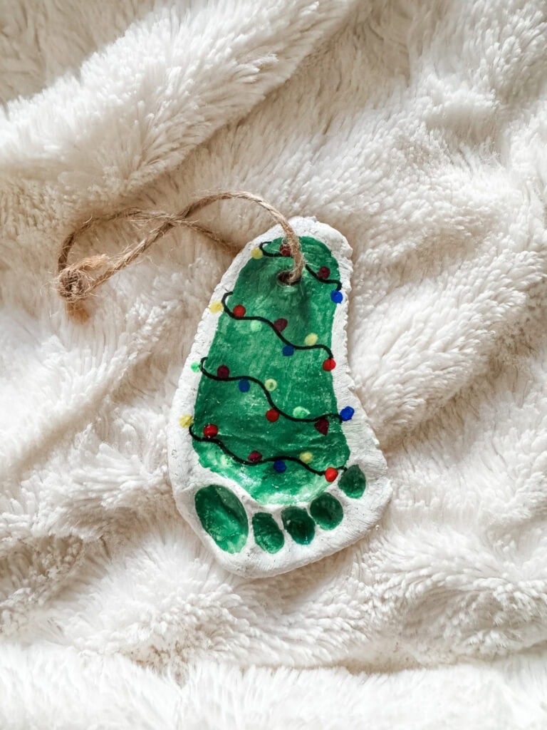 Christmas tree footprint salt dough ornament