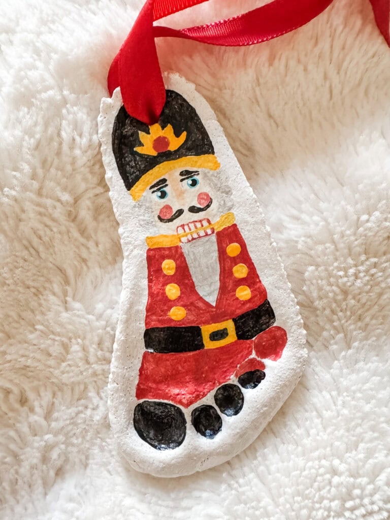 Nutcracker salt dough footprint ornament 