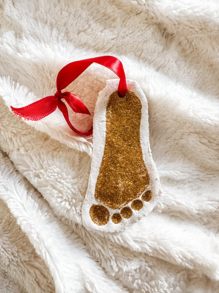 Glitter Footprint salt dough ornament