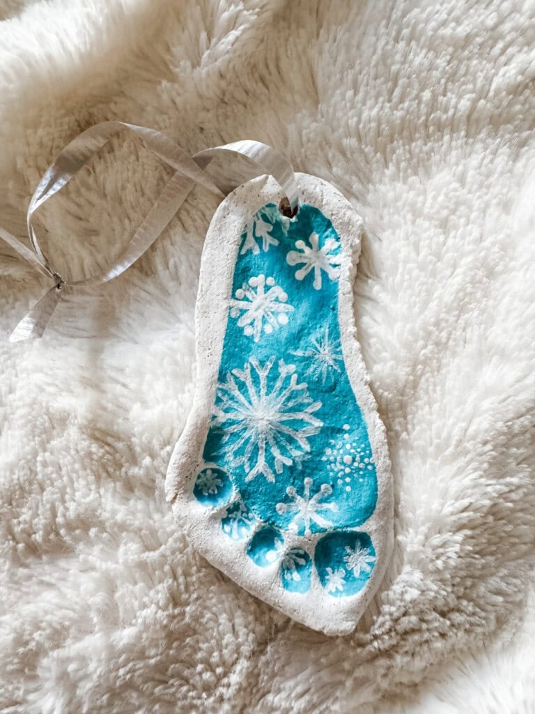 Snowflake footprint salt dough ornament