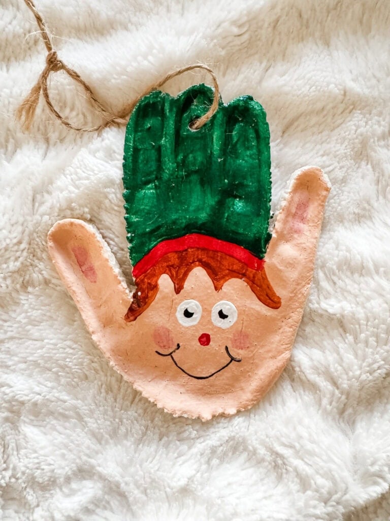 Salt dough handprint elf