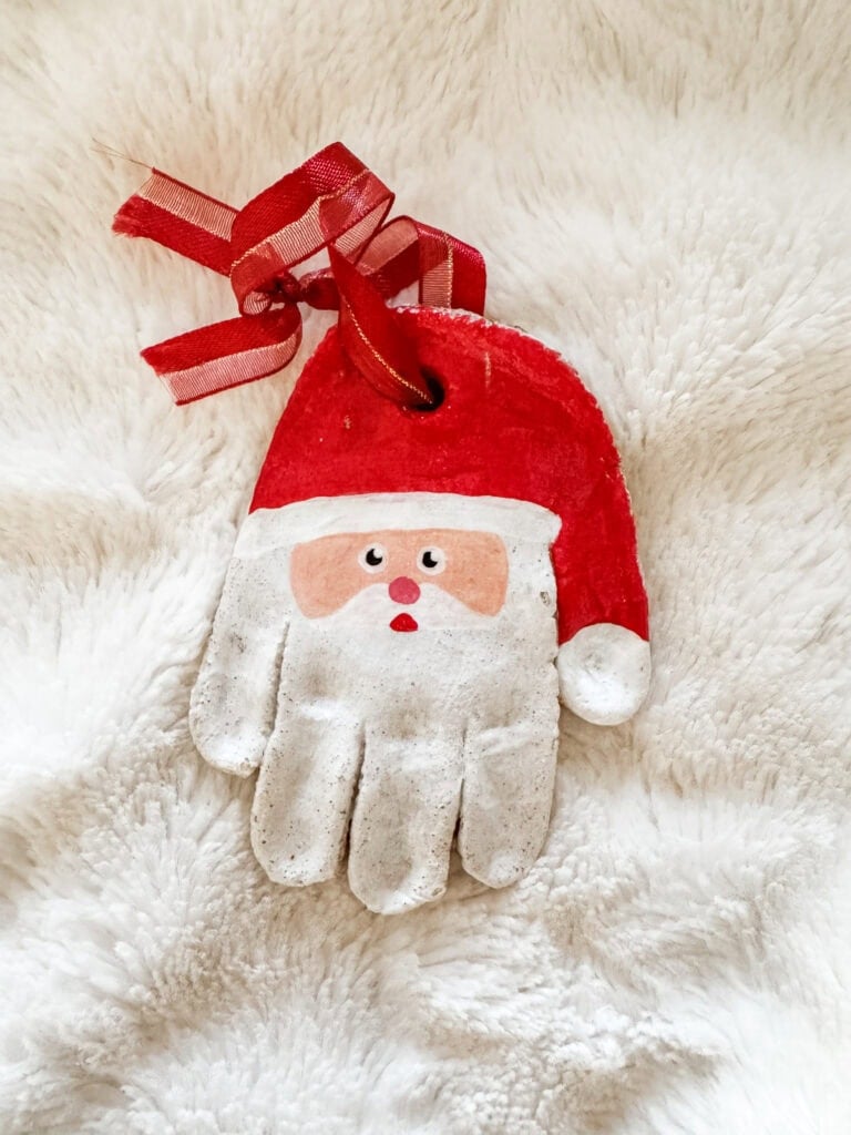 Salt dough handprint Santa 