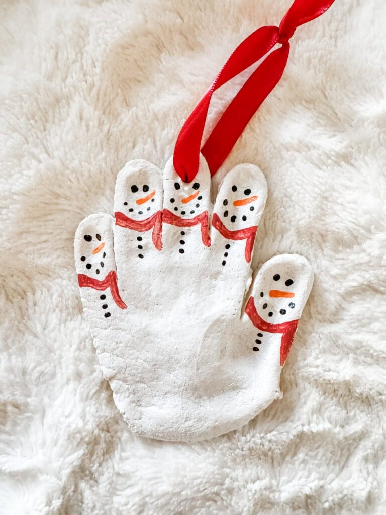Snowmen salt dough handprint