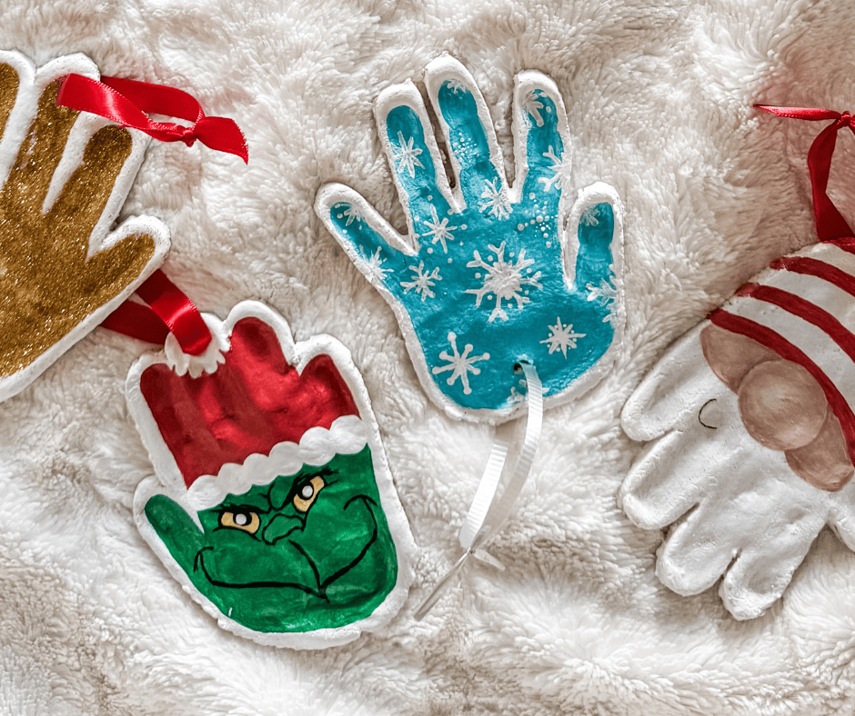 Salt dough handprint footprint ornament ideas