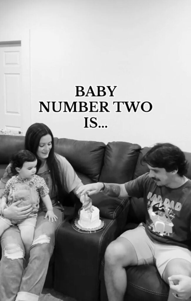 Black and white gender reveal video wine glass cake cut