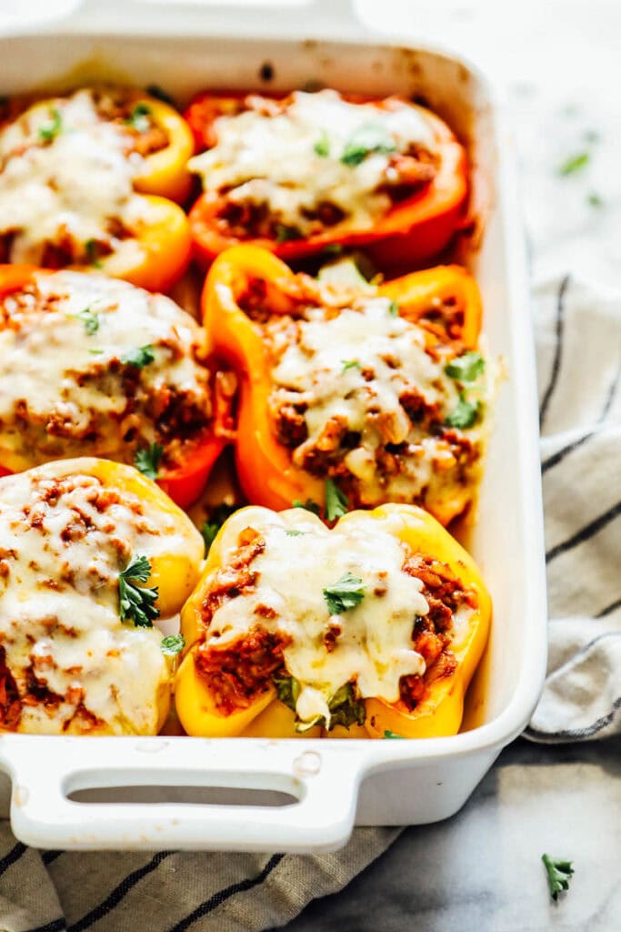 Easy freezer meal stuffed peppers