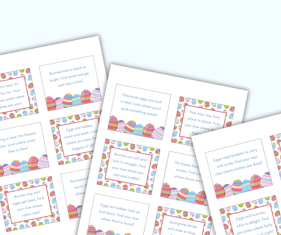 Free printable Easter scavenger hunt clues for kids