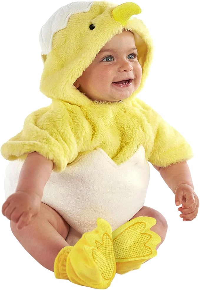 Baby girl chicken in egg costume 