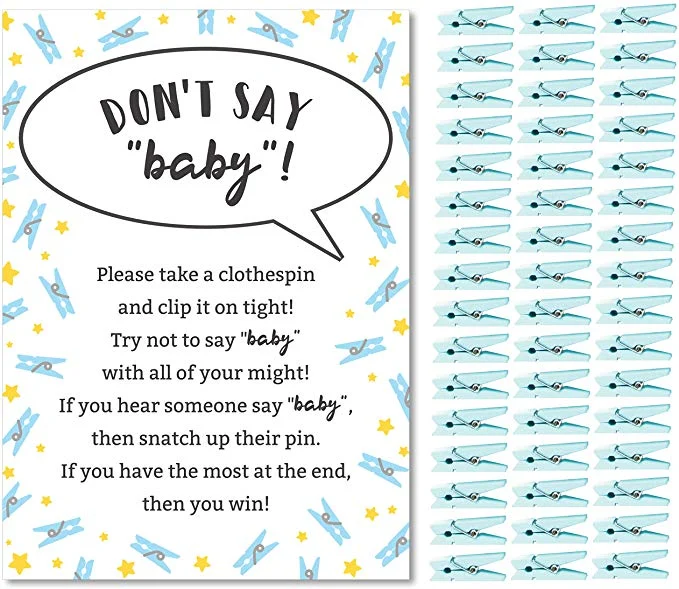 Don’t say baby clothespin baby shower game.