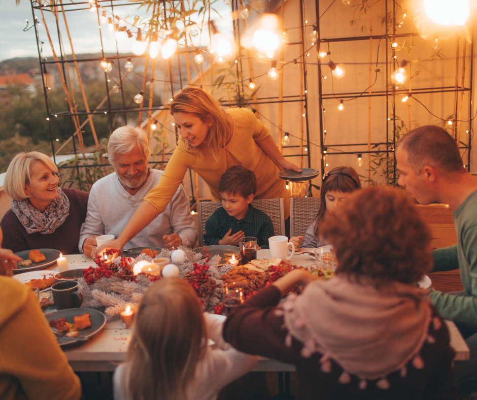 Family eating dinner