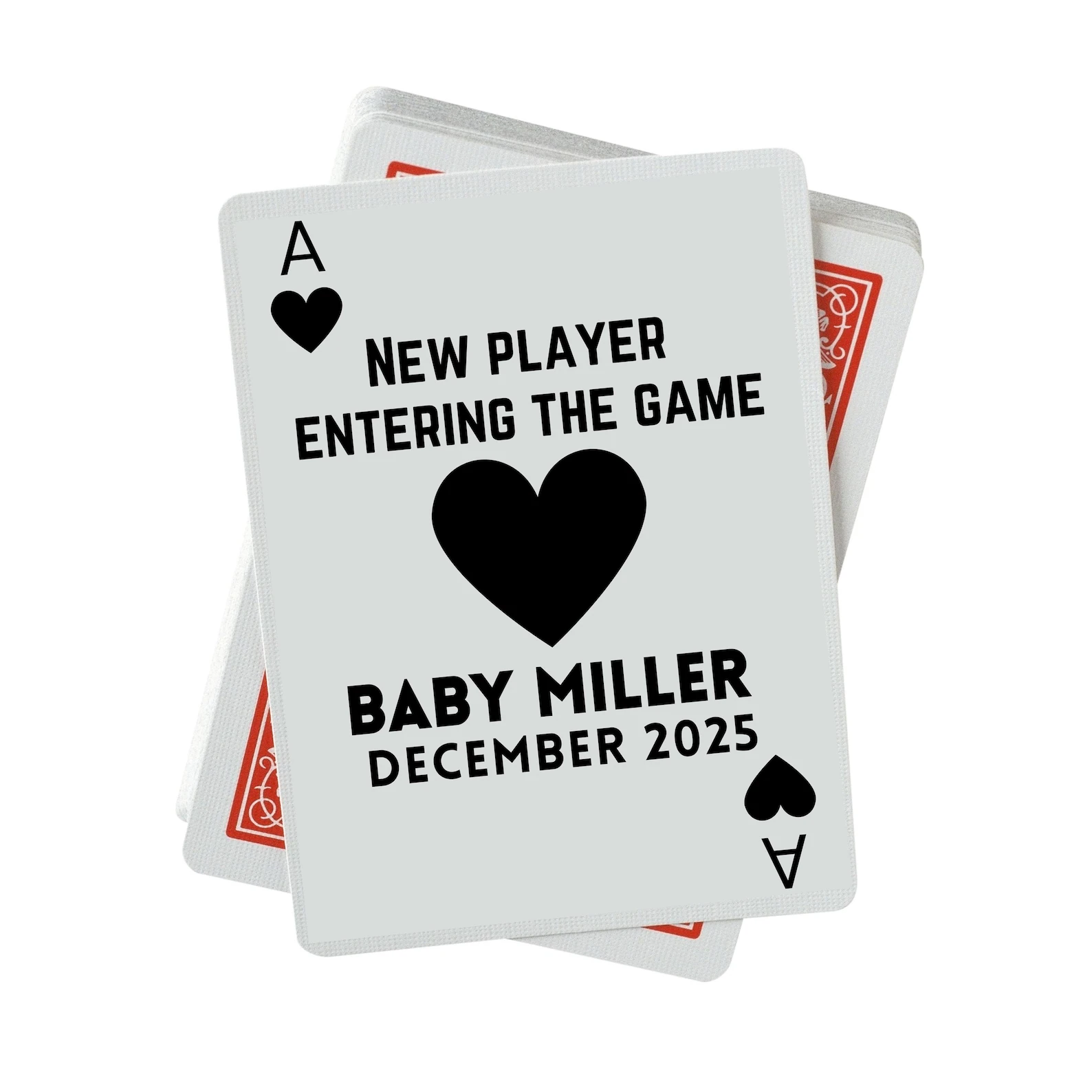 Custom pregnancy announcement to parents deck of playing cards