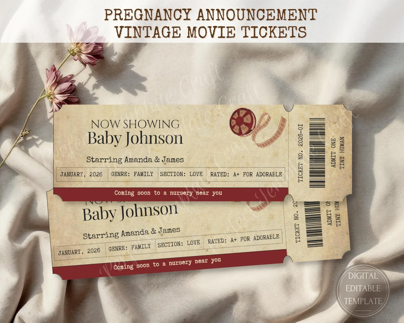 Pregnancy announcement movie tickets