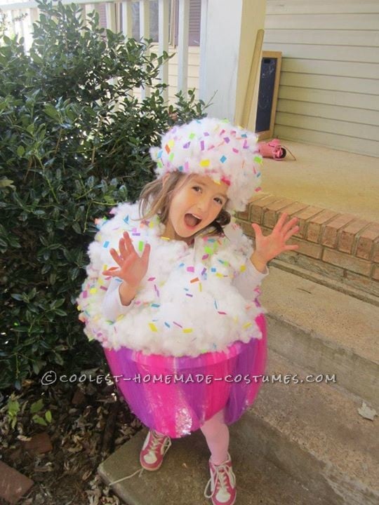 DIY toddler girl Halloween cupcake costume.