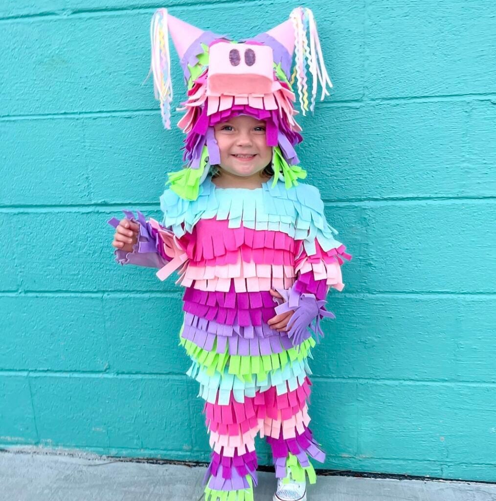 DIY toddler girl piñata costume.