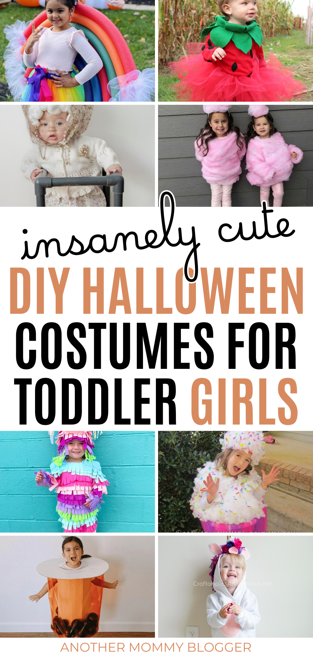Looking for easy DIY Halloween costumes for toddler girls? From rainbows and strawberries to cotton candy, unicorns, piñatas, and boba tea, these adorable homemade toddler Halloween costume ideas are fun, affordable, and simple to recreate.