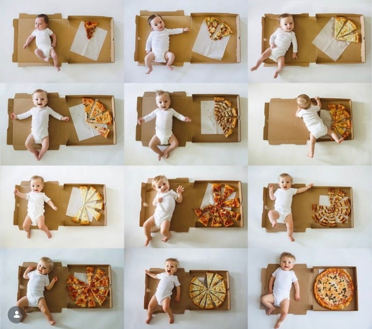 Pizza monthly baby photo ideas to take at home.