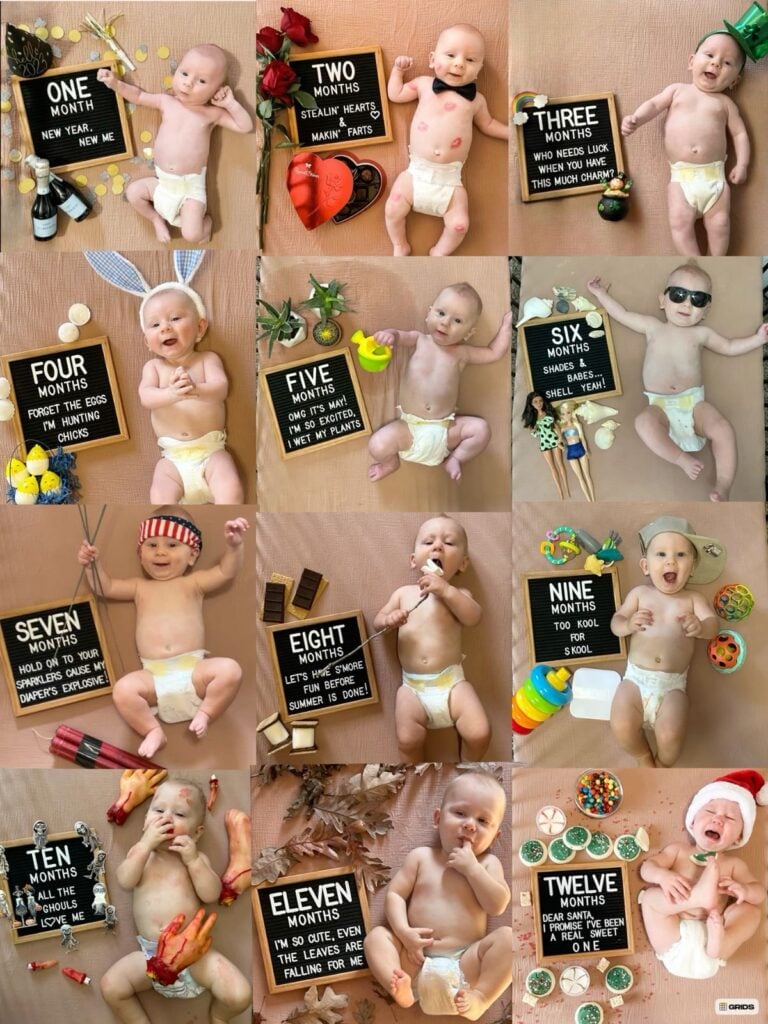 Holiday themed baby photoshoot at home for monthly milestone pictures.