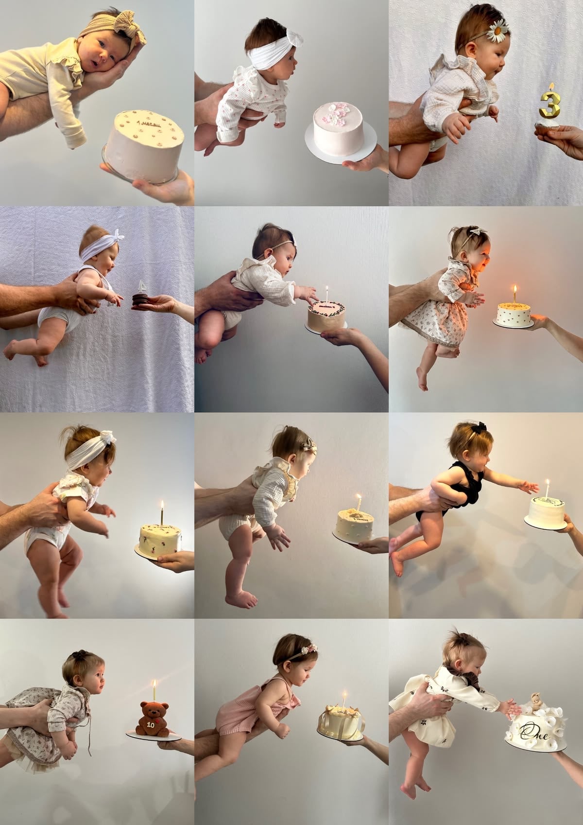 Cake monthly baby pictures with baby girl.